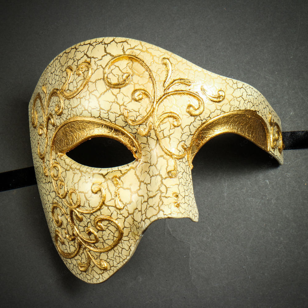 Phantom of the Opera' Venetian Masquerade Mask-Gold Lining